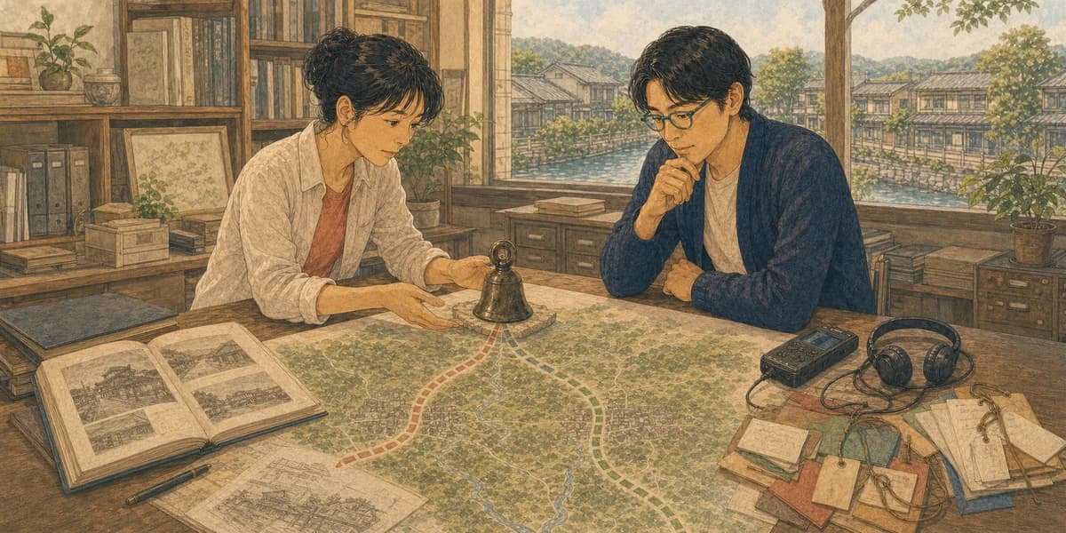 Opening illustration for Story 10, A Bell Stewarded by Three Towns