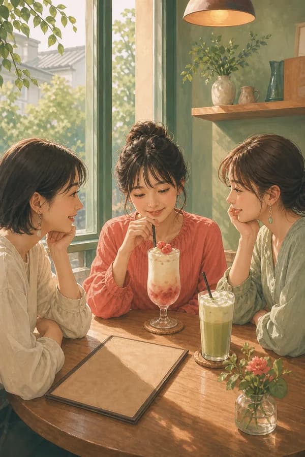 Opening illustration for Story 5, Choosing at the Café