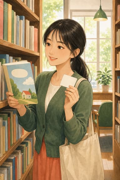 Illustration for One Library Book, Story 7 in A Place to Share.