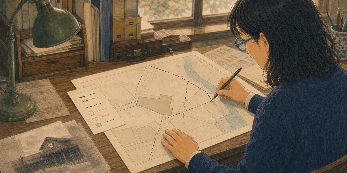 Opening illustration for Story 9, The Map with Two Kinds of Lines